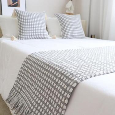 Imagem de Cachecol de corredor de cama de hotel para tamanho king, corredores de cama, poliéster durável, adiciona textura e cor, para estilo cinco estrelas, decoração de ocasião especial - cinza ||1 peça