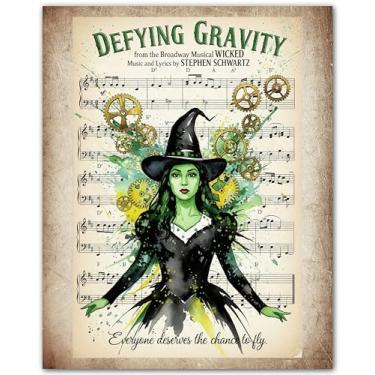Imagem de ZUKIY Arte musical Defying Gravity - Pôster de parede inspirador da Broadway 20 x 25 sem moldura - Decoração colorida de sala de teatro para quarto de meninas, escritório ou sala de aula - Impressão
