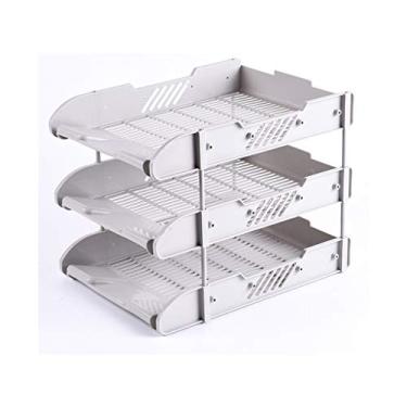 Imagem de LMJYU Organizador de arquivos, estante de mesa, balcão, organizador de mesa para livro, arquivo de escritório doméstico, papel, suprimentos, organizador de arquivos de mesa de livro de receitas