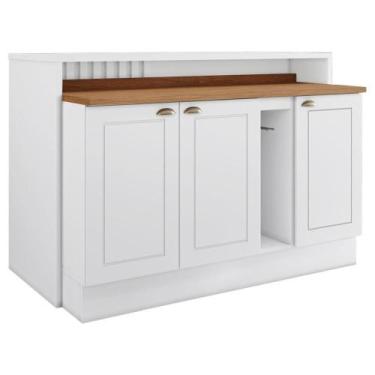 Imagem de Bancada E Balcao Gourmet 146cm Americana Branco Nature Henn - MÓVEIS H