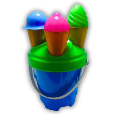 Imagem de Balde Sorvetão Azul Brinquedo De Praia Areia Parque Ar Livre Acessório