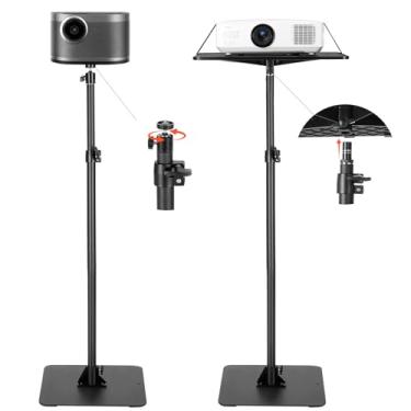 Imagem de VEVOR Suporte para projetor, suporte de chão para projetor com altura ajustável de 30,3 a 161 cm, rotação horizontal de 360° para reuniões, filmes ao ar livre, suporte de vídeo, suporte de gimbal ou