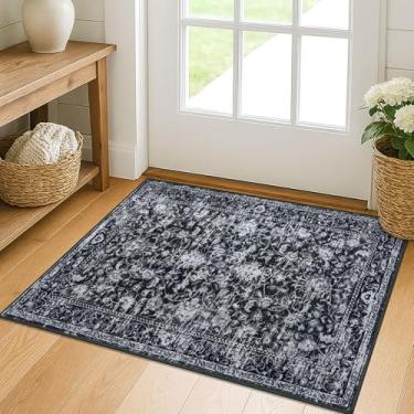 Imagem de KILOCOCO Tapete de entrada pequeno 5 x 7 cm estampado vintage marroquino floral lavável tapete antiderrapante tapete de cozinha tapete de porta interna, tapetes pequenos para lavanderia quarto entrada