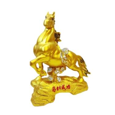 Imagem de KiBcsLic Estátua de Cavalo para Atrair Fortuna, Lembrancinha, Coleção Feng Shui, Decoração, Ornamento para Escritório, Estante, Entrada, Lareira, de, 24x28cm
