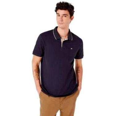 Imagem de Camiseta Polo Hering Básica Masculina Em Piquet Com Bordado Azul-Masculino