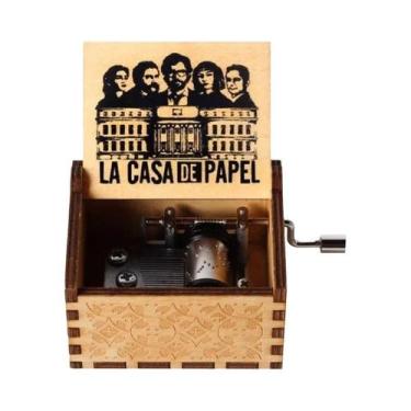 Imagem de Caixa De Música De Madeira Jurassic Park Com Manivela Presente Para O 