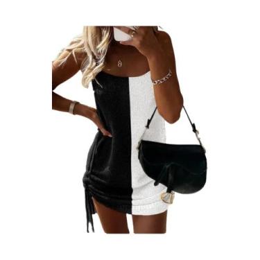 Imagem de Vestido Mini De Tricô Sem Mangas Com Alças Finas Para Mulheres, Vestid