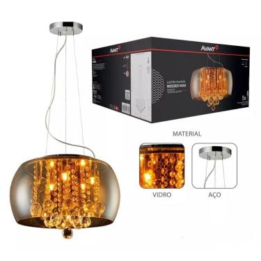 Imagem de Lustre Pendente Avant Wessex 50cm 5xG9 Ambar Translucido