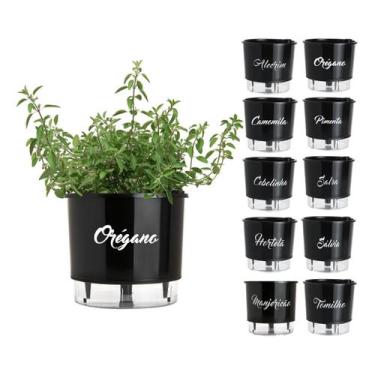 Imagem de Vaso Auto Irrigável 03 Gourmet Preto Horta Temperos Raiz, Orégano