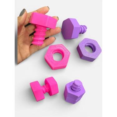 Imagem de Brinquedo Montessori Encaixe Rosca Parafuso Menina Criativa - FLEX3D