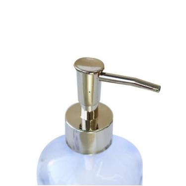 Imagem de Porta sabonete líquido de vidro transparente com estampa dourada 400ml