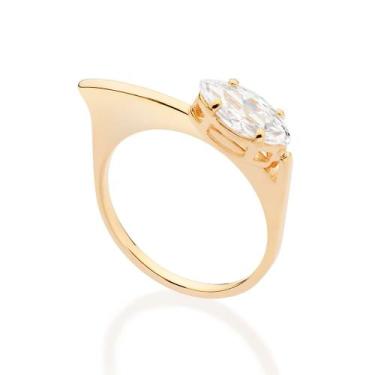 Imagem de Anel Skinny Banhado Ouro com Zircônias Rommanel 513454, 14, Dourado