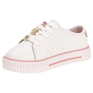 Imagem de Tênis infantil molekinha 2565113, Branco, Rosa, 32