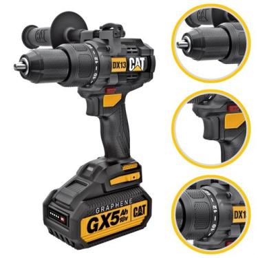 Imagem de Furadeira Impacto Bateria 80Nm Brushless CAT 13mm Profissional 18V Sem
