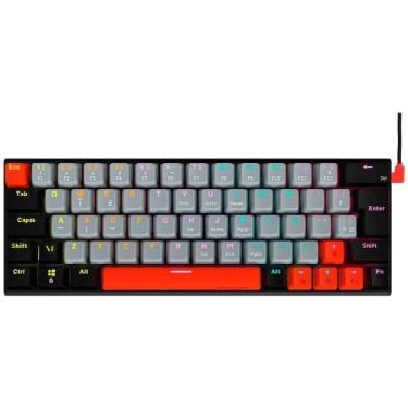 Imagem de Teclado Mecânico Gamer PCYes Kuromori, Rainbow, Switch Red, Layout 60%
