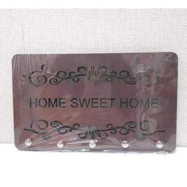 Imagem de Suporte para Chaves Mdf Home Sweet Home 5 Pinos 25x15x1,5cm - Wood Art