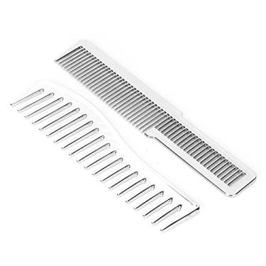Imagem de Pente de vestir de dentes finos largos, dentes arredondados macios 2 peças conjunto de pente de dentes largos, fácil de desembaraçar para todos os tipos de cabelo para uso familiar