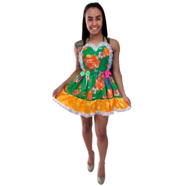Imagem de Vestido Festa Junina Rodado Caipira Adulto Avental