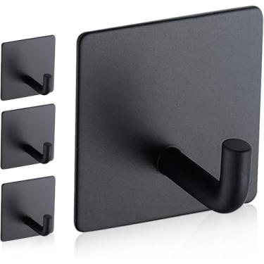 Imagem de Kit 2 Ganchos Inox Adesivo 3m Cabide De Parede Autocolante(Preto)