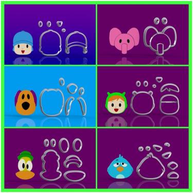 Imagem de Cortador Kit Pocoyo - 6 Modelos Modulares Tamanho 6 Cm