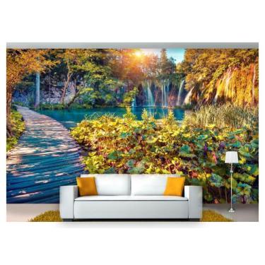 Imagem de Papel De Parede Cachoeira Natureza Ponte 3D 6M² Nch157 - Você Decora