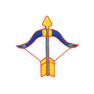 Imagem de Ruoming Ruoming 1 peça de remendo bordado de signos do zodíaco, 8 x 8 cm, preto e dourado, design de constelação (Sagitário)