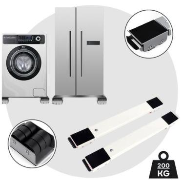 Imagem de Suporte Base Trilho Ajustável com Rodinhas para Geladeira Fogão Máquin