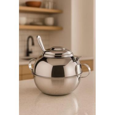 Imagem de Açucareiro Inox 500gr Com Colher Ravinox