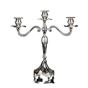 Imagem de Castiçal clássico criativo castiçal de liga rústica castiçal banhado a prata hotel clube decoração de casa castiçal castiçal castiçal (tamanho: 1) ()