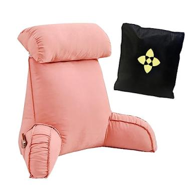 Imagem de Almofada de leitura para descanso de cama, almofada de suporte lombar, almofada de aconchego, travesseiro de cadeira de cama com braços, travesseiro de cintura de sofá com travesseiro redondo