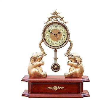 Imagem de HHHJQFAAT Relógio vintage prateleira relógio britânico retro cobre relógio de mesa mudo relógio decorativo base de madeira balanço relógio vertical adequado para mesa de quarto ou mesa (cor: C) (B)