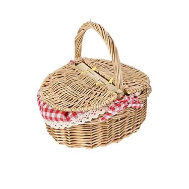 Imagem de Cesta organizadora de artigos diversos, cesta de armazenamento de alimentos para piquenique, cesta de piquenique (cor: B) (A)