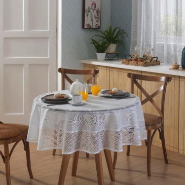 Imagem de Toalha Mesa Redonda Renda Interlar Valência Branca 4 Lugares
