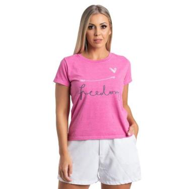 Imagem de Camiseta Estonada Feminina Freedom Pink - Wind Life