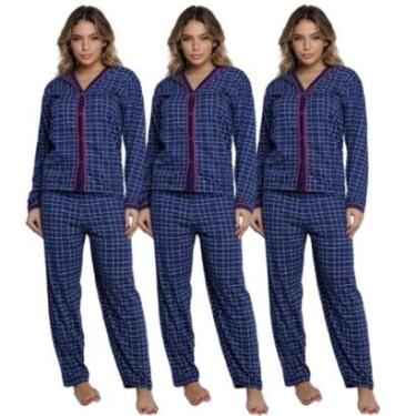 Imagem de KIT 3 Pijama Americano Blogueira Longo Bella Fiore Gestante Amamentação Inverno Linha Noite-Feminino