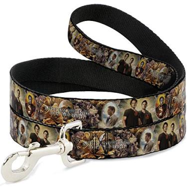 Imagem de Buckle-Down Coleira para cães Sobrenatural 4 personagens Saintly Icons crânio rosas 1,8 m de comprimento 3,8 cm de largura