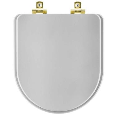 Imagem de Assento Sanitário Com Fechamento Lento Carrara Cinza Real Para Vaso Deca Com Ferragem Dourada