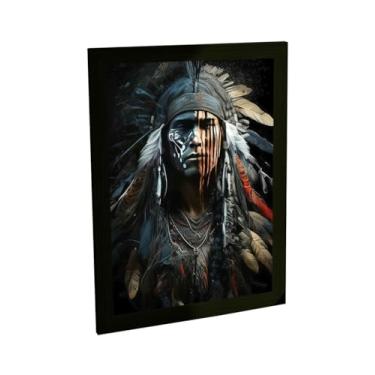 Imagem de Quadro Decorativo Índio Cacique Tribo Indígena Ilustração Decoração Poster Quarto Sala