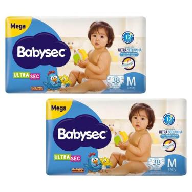 Imagem de Kit 2 Fraldas Babysec Galinha Pintadinha Ultrasec Mega Tamanho M 38 un