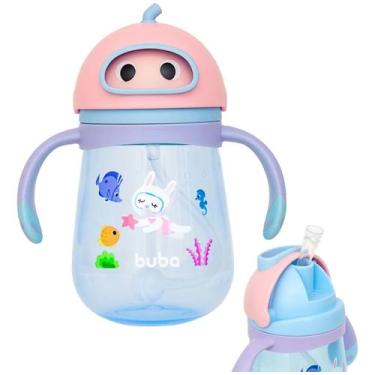 Imagem de Copo de Treinamento Buba com Canudo e Alça Removível Rosa 300ml