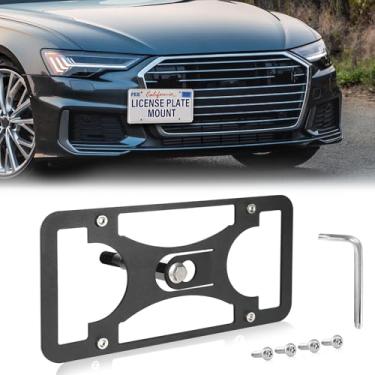 Imagem de Moldura frontal sem furadeira compatível com Audi A6 | 2019-2024 Suporte de montagem de gancho de reboque para placa de carro antifurto Capas de etiqueta de carro à prova de ferrugem, acessórios de