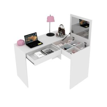 Imagem de Escrivaninha Penteadeira de Canto com Espelho e 1 Gaveta Tecnomobili Pe2020 Branco