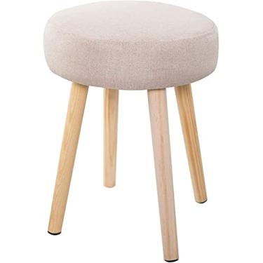 Imagem de Banqueta de pés de madeira maciça, banco de pés estofado para sofá, pedal otomano, banco de degrau/banquinho (cor: cáqui) cadeira de decoração de casa