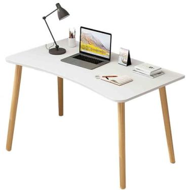 Imagem de Mesa multifuncional de madeira maciça moderna simples mesa de escritório mesa de estudo em casa mesa de centro de suporte de carga alta mesa de armazenamento de quarto mesa de computador (cor: branco