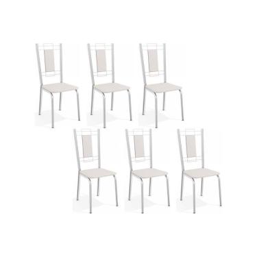 Imagem de Kit 6 Cadeiras De Cozinha Florença C005 6 Un Cromada-branco 106 - Kappesberg