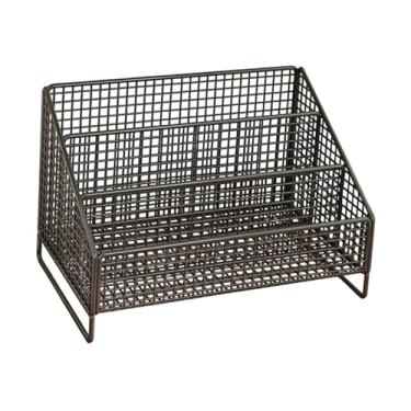 Imagem de ＫＬＫＣＭＳ Organizador de CDs em arame metálico, versátil e compacto, para mesa, ideal para organização doméstica. Expositor para discos e outros dispositivos de, Preto