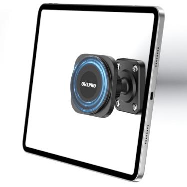 Imagem de OHLPRO Suporte magnético de parede para tablet com rotação de 360° para iPad mini Pro Air Fire HD Galaxy Tab Switch e telefone, base perfurada com inclinação ajustável