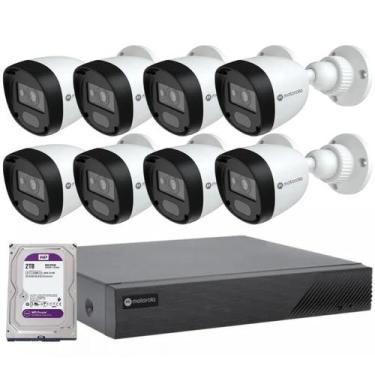 Imagem de Kit CFTV Motorola DVR 8 Canais + 8 Câmeras de Segurança Bullet com Vis