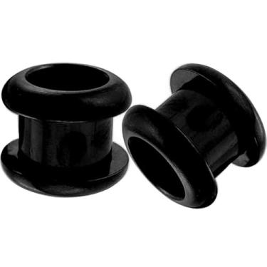 Imagem de (1 par) Piercing de orelha de aço cirúrgico para túnel de orelha tamanho disponível 16 g (1,2 mm) a 1" (50 mm), 3/4 = 20mm, Silicone