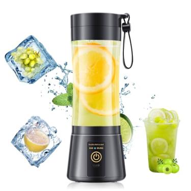Imagem de Liquidificador portátil para smoothies e shakes – Liquidificador sem fio de tamanho pessoal com 6 lâminas de aço inoxidável, recarregável por USB, copo de suco de viagem sem BAP de 380 ml para